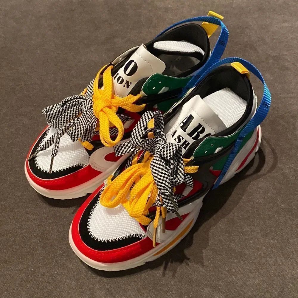 Men’s Fashion Sneakers Shoes Retro Color Blocked Size 5 NEW
